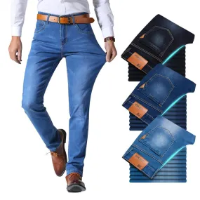 Men's Classic Style Brand Jeans Business Casual Stretch Slim Denim Pants