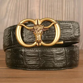 Men's Giant Ox Crocodile Pattern Leather Belt