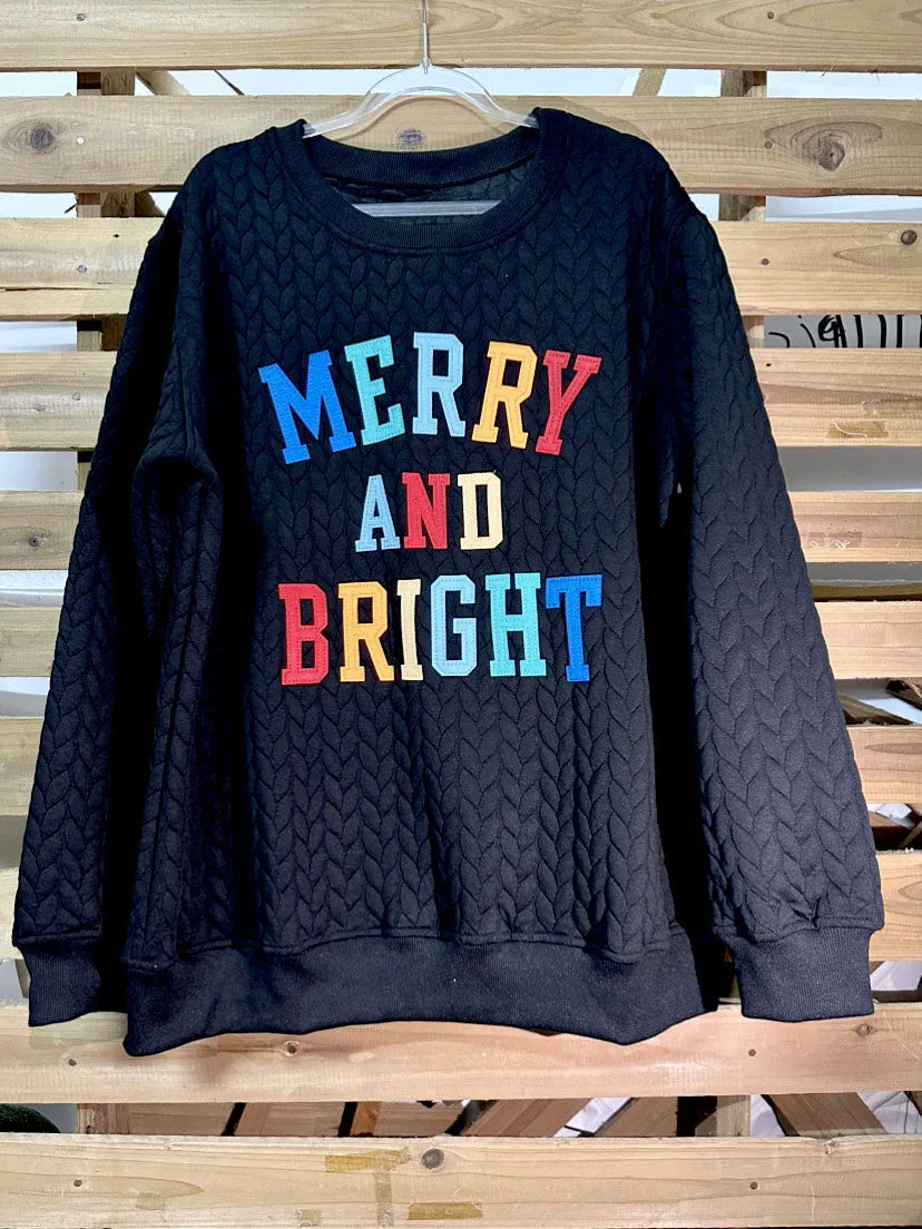 Merry and Bright printed pullover sweatshirt