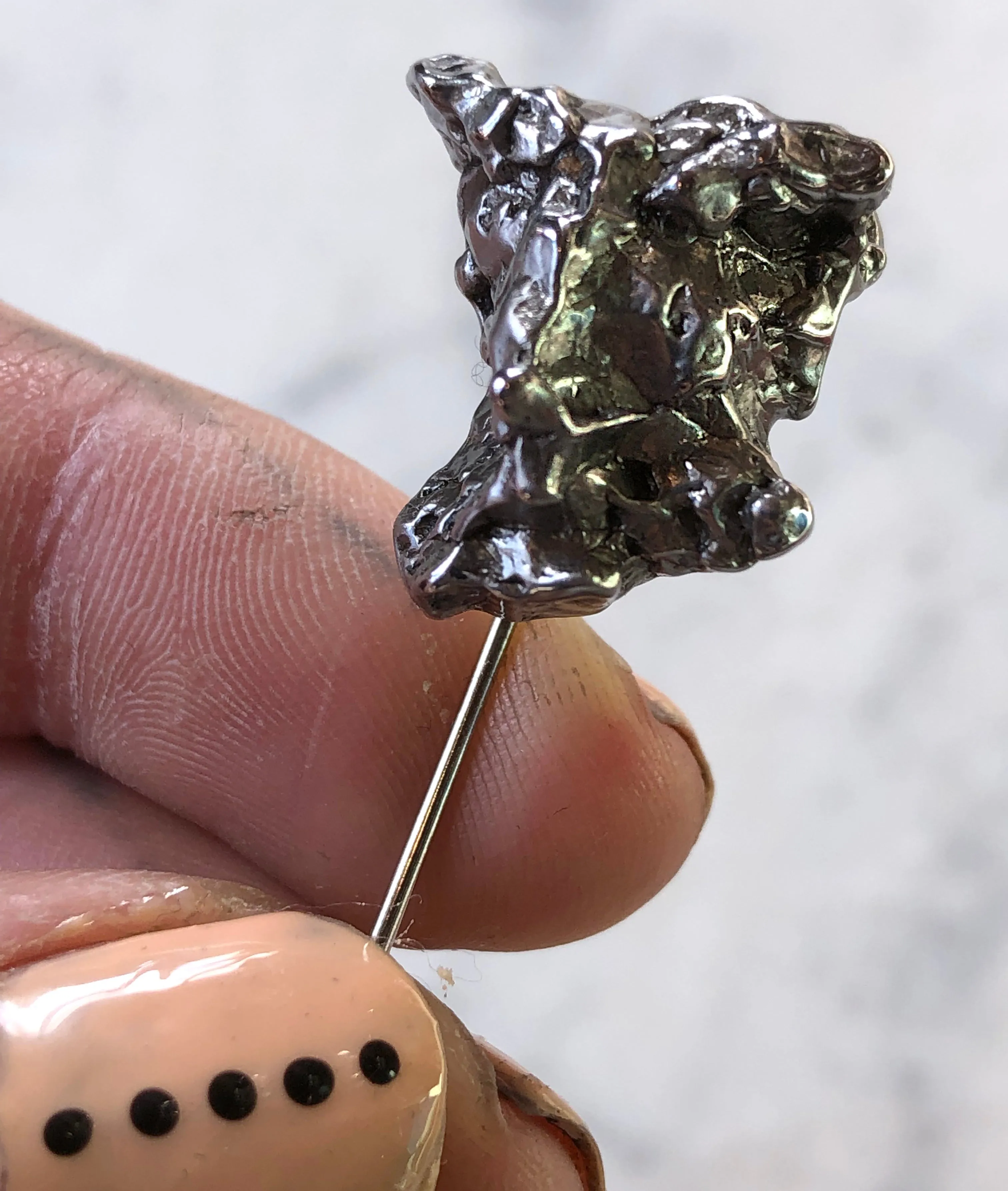 Meteorite Lapel Pin. Campo Del Cielo, Irony Meteorite. Gemstone stick pin