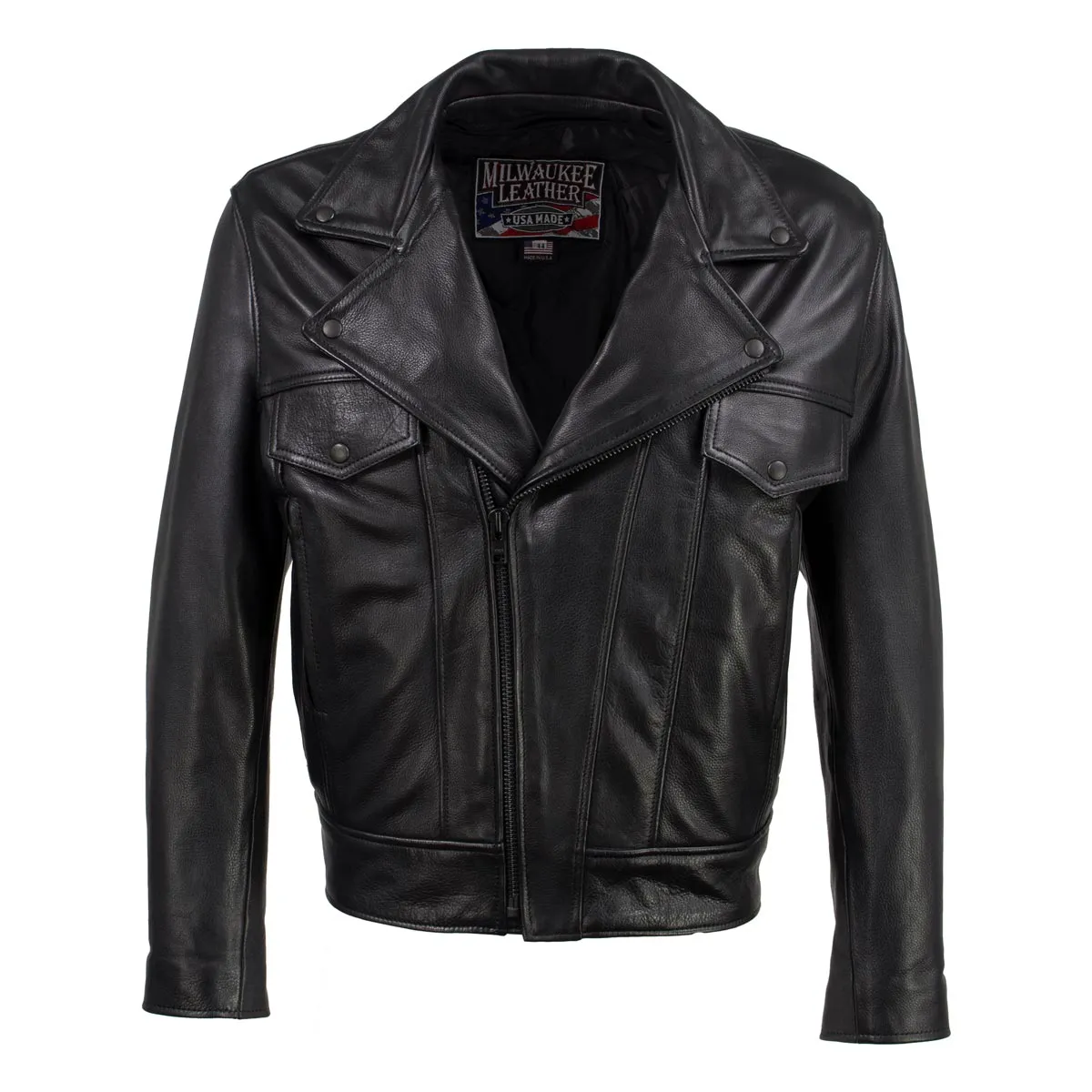 Milwaukee Leather USA MADE MLJKM5008 Men's Black 'Revolve' Premium Leather Vented Motorcycle Jacket