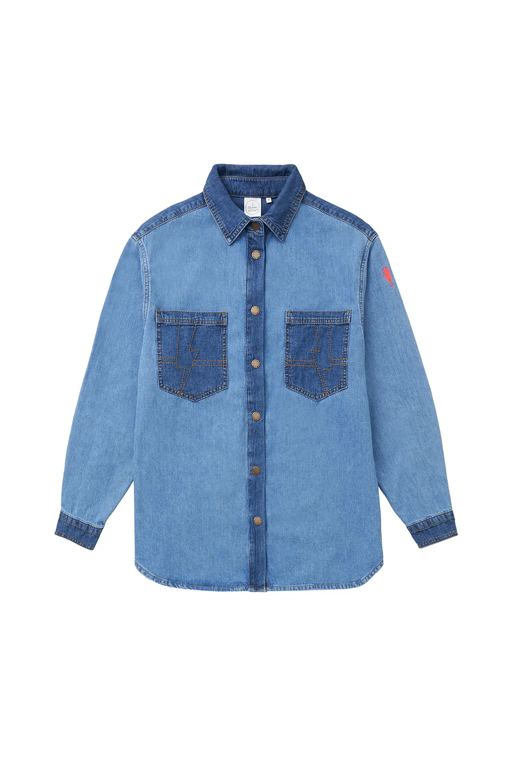 Mixed Wash Indigo Oversized Denim Shirt