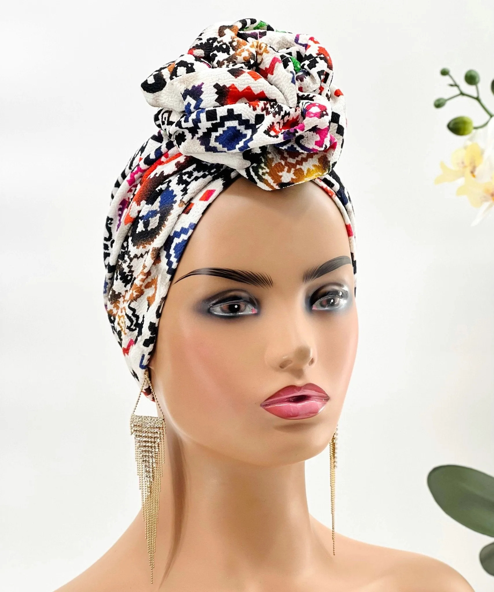 Mofe Pretied Flower-Design Turban