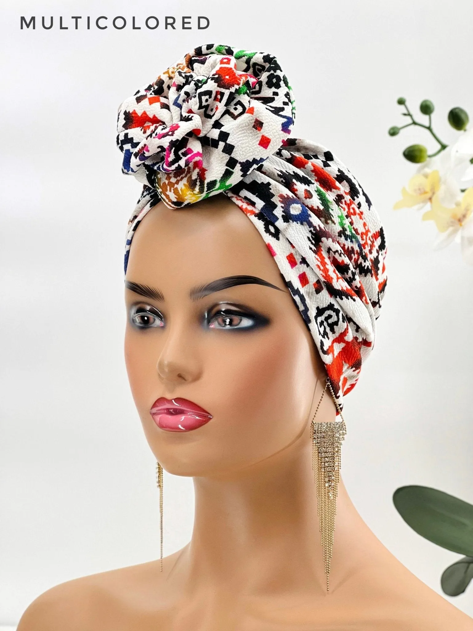 Mofe Pretied Flower-Design Turban