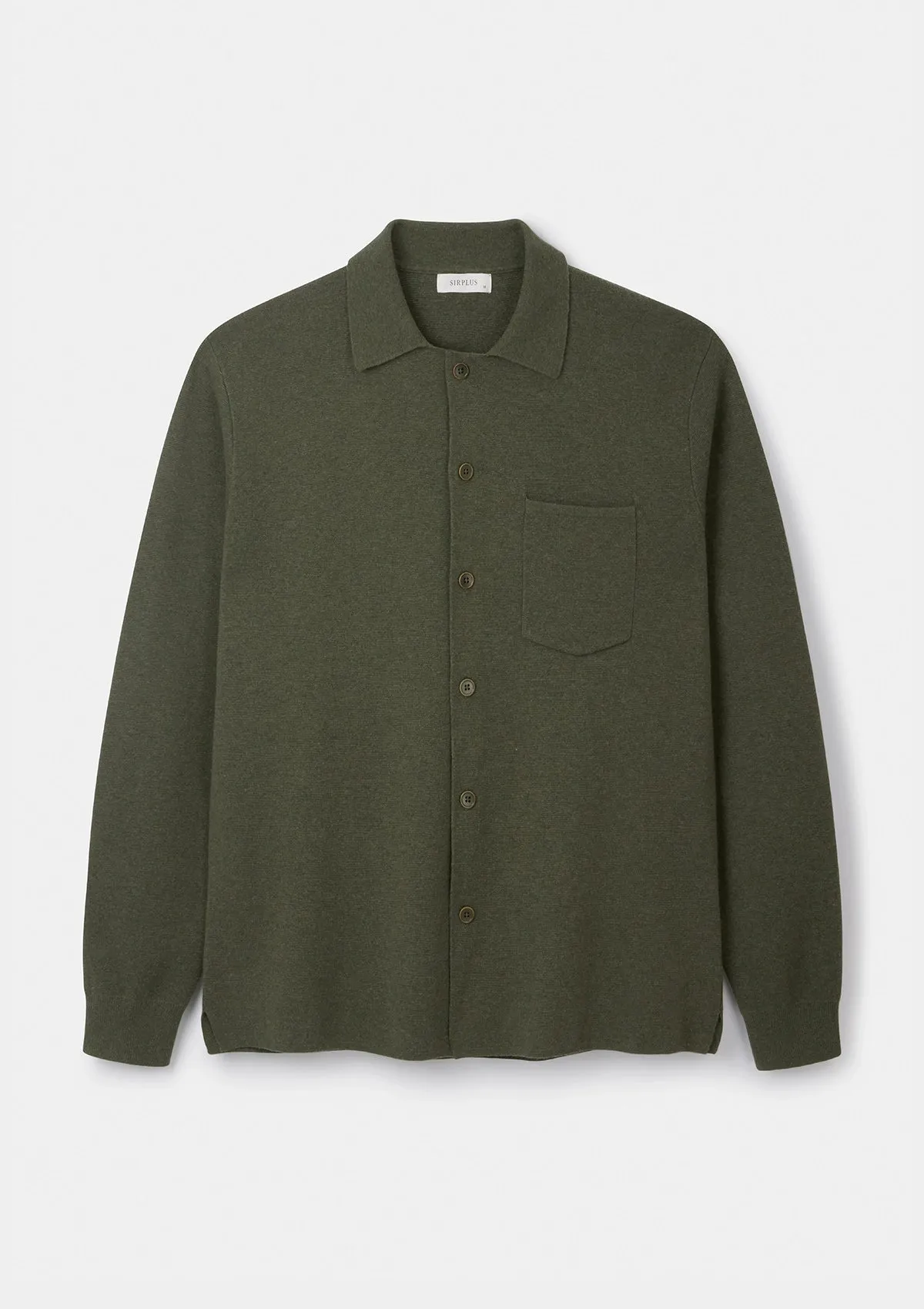 Moss Green Merino Knit Polo Shirt