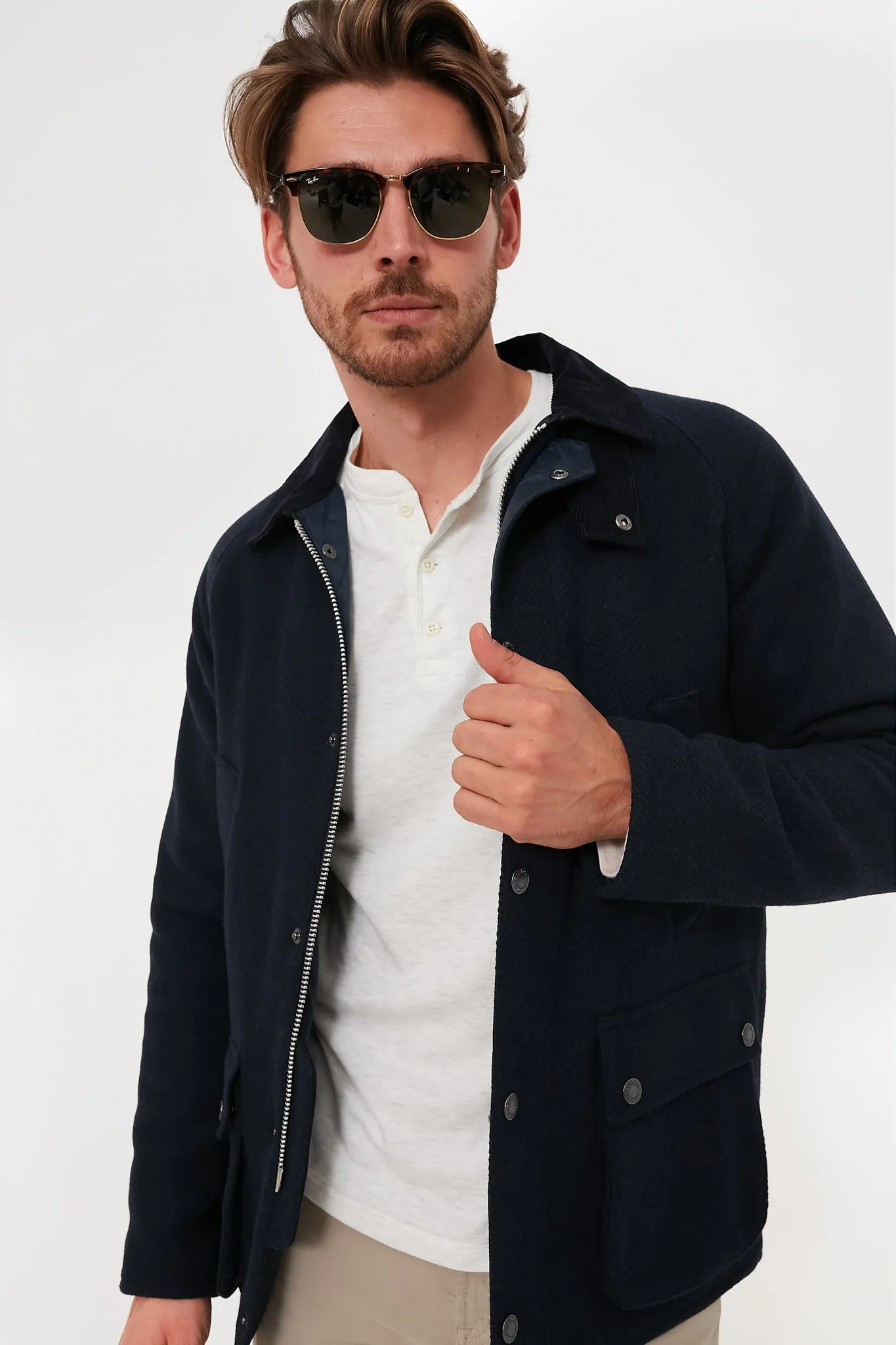 Navy Bedale Wool Jacket