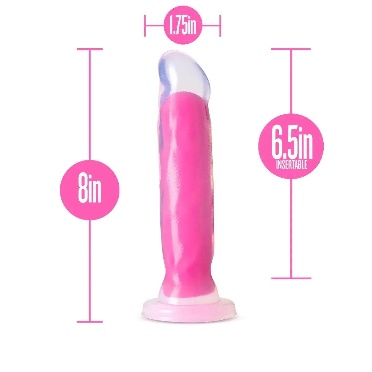 Neo Elite Marquee Glow In The Dark Neon Pink 8-Inch Dildo