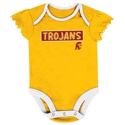 New - NCAA USC Trojans Infant Girls' 3pk Bodysuit Set - 0-3M