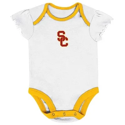 New - NCAA USC Trojans Infant Girls' 3pk Bodysuit Set - 0-3M