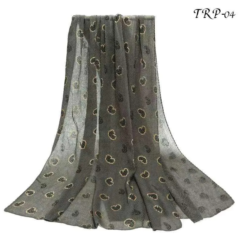 New Women Pleated Printed Floral Design Lightweight Summer Scarf