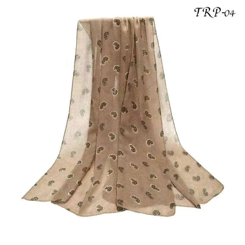 New Women Pleated Printed Floral Design Lightweight Summer Scarf