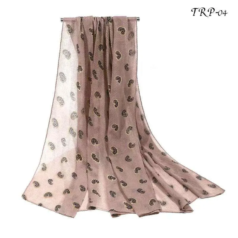 New Women Pleated Printed Floral Design Lightweight Summer Scarf