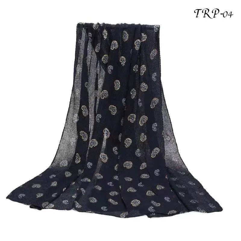 New Women Pleated Printed Floral Design Lightweight Summer Scarf