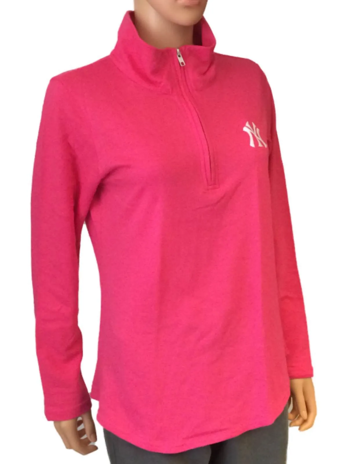 New York Yankees SAAG Women Pink 1/4 Zip Lightweight Pullover Jacket