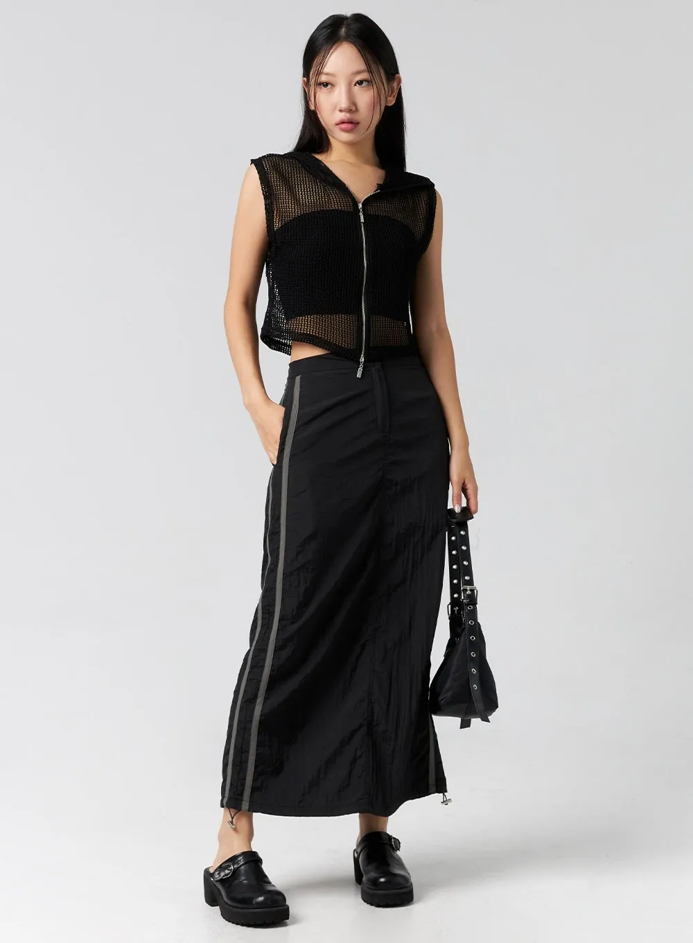 Nylon Banded Maxi Skirt CG310