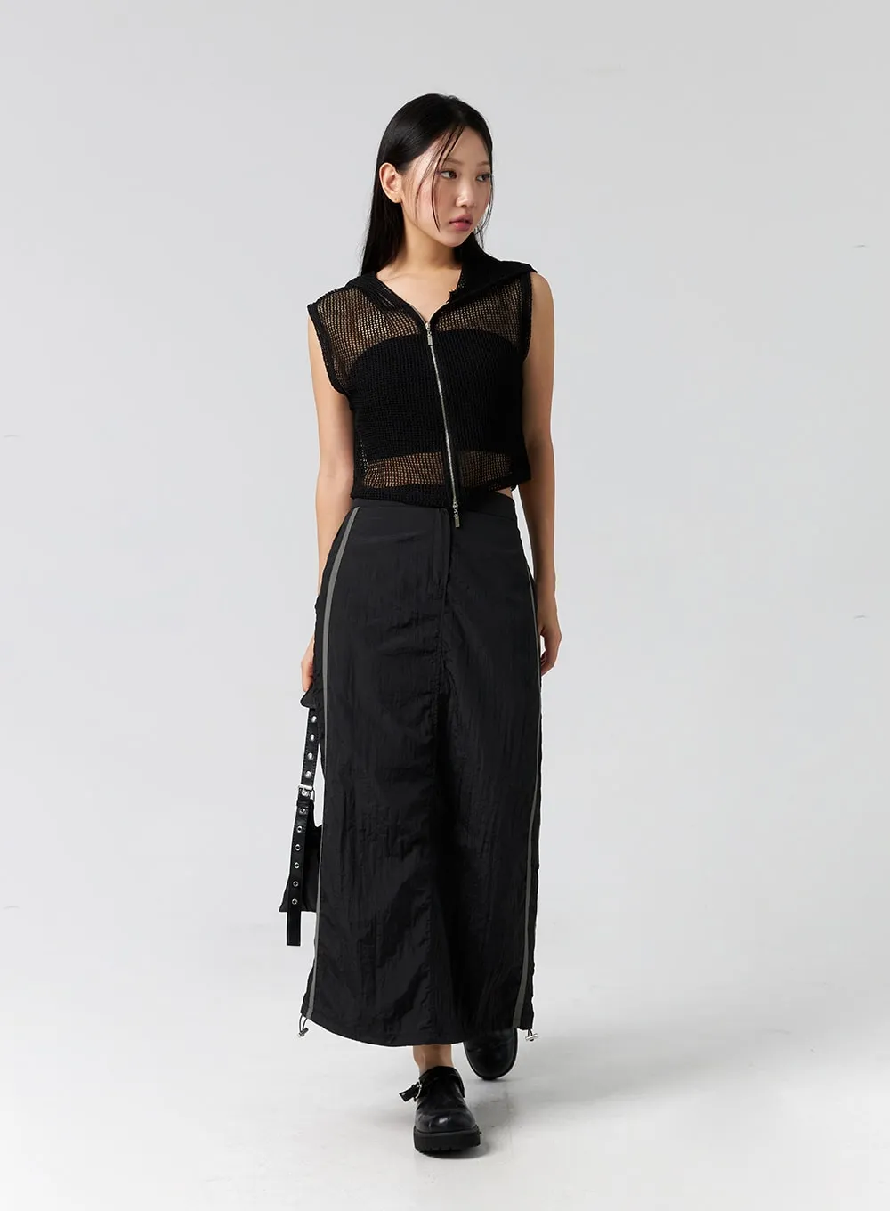 Nylon Banded Maxi Skirt CG310