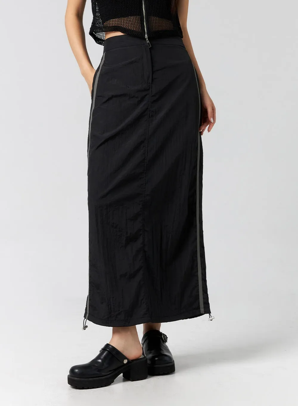 Nylon Banded Maxi Skirt CG310