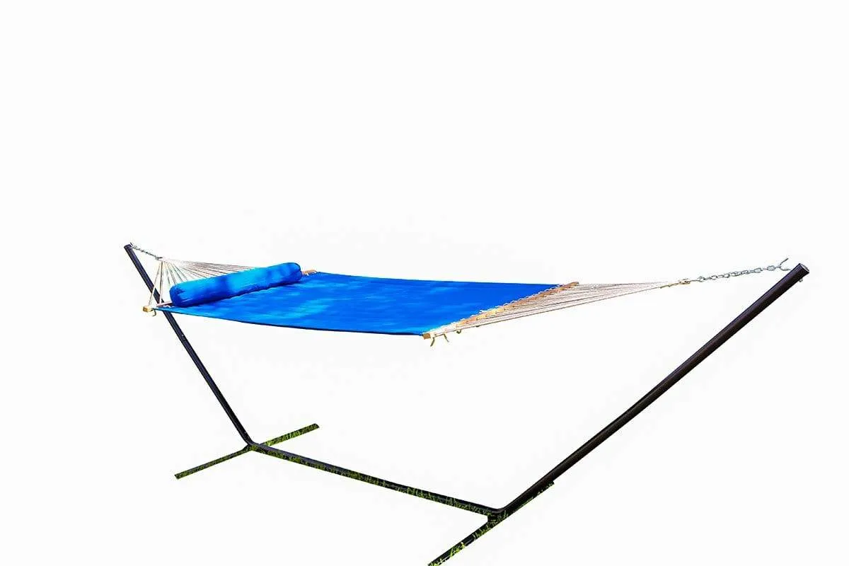 Olefin Double Quilted Hammock with Matching Pillow with 3-Beam Stand