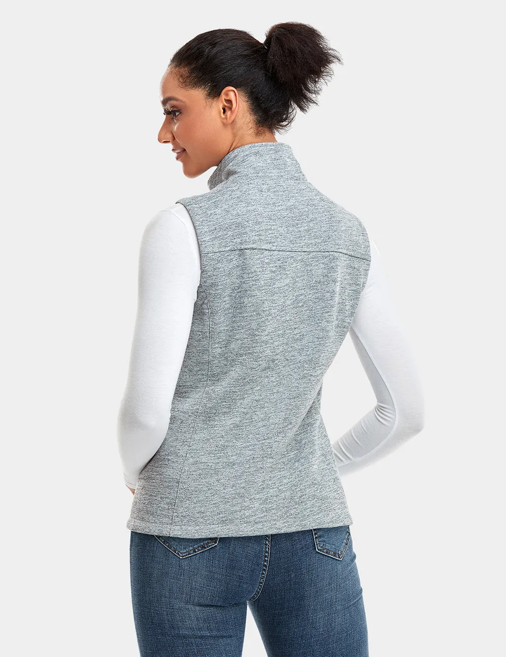 (Open-box) Women's Heated Fleece Vest - Gray (Battery Set Not Included)