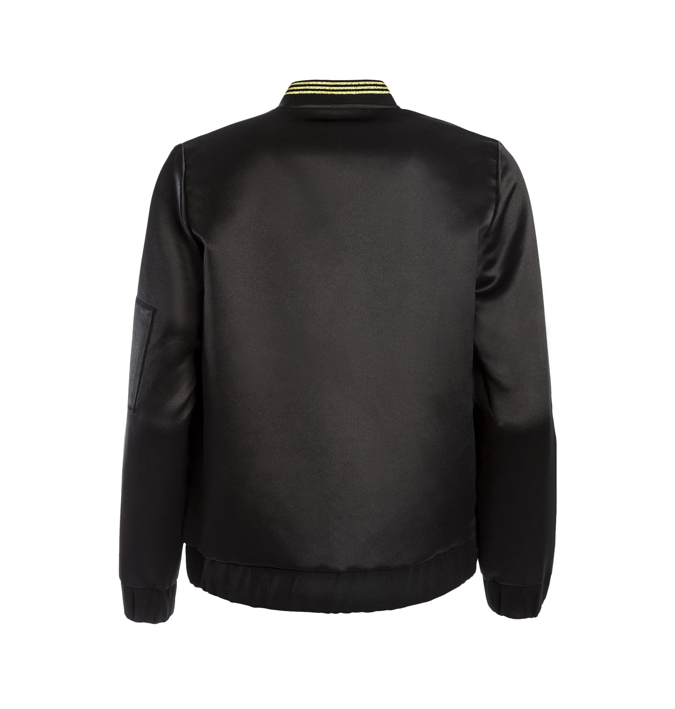 Panthera Bomber Jacket, Black Satin