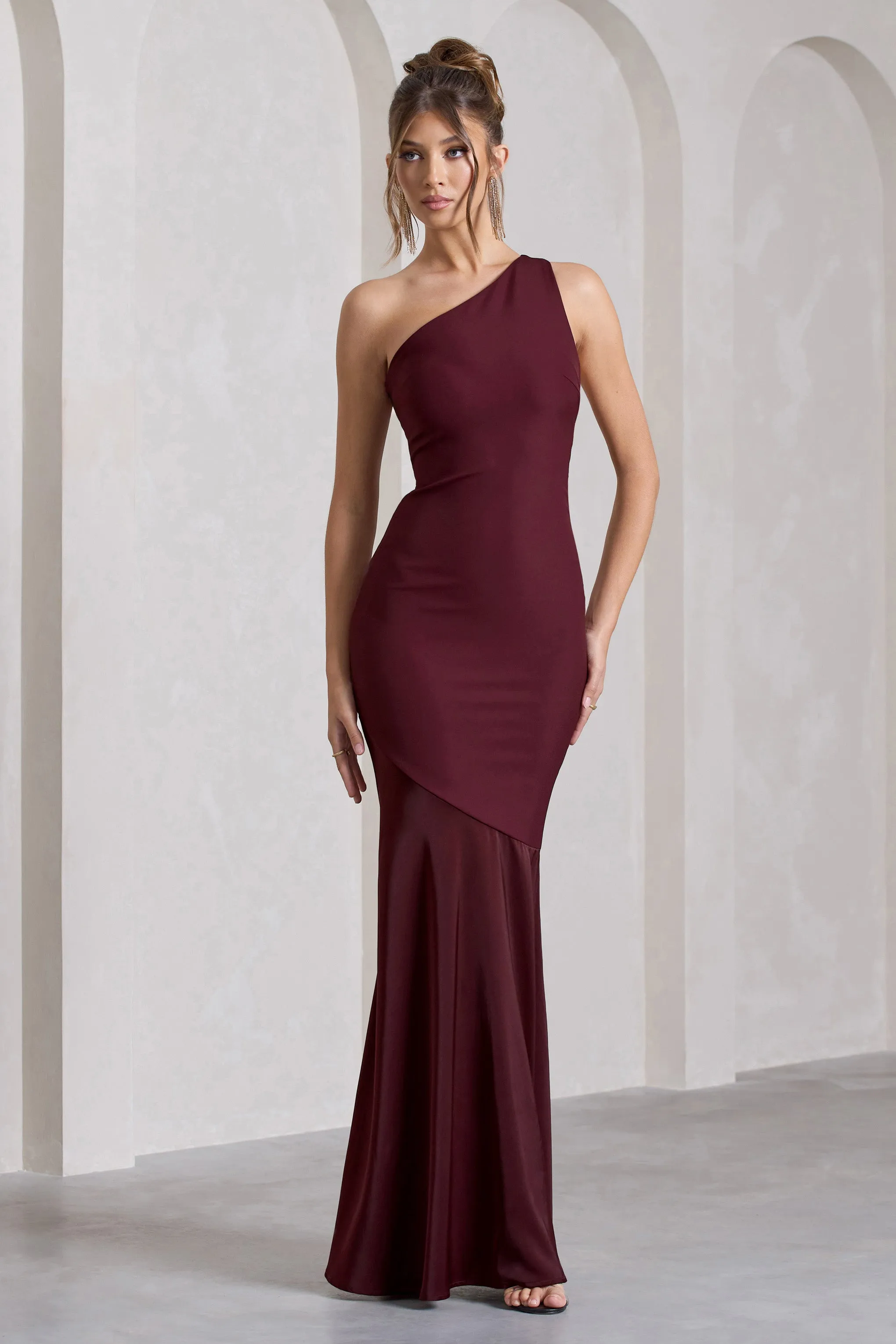 Passion | Plum One Shoulder Cut-Out Fishtail Maxi Dress