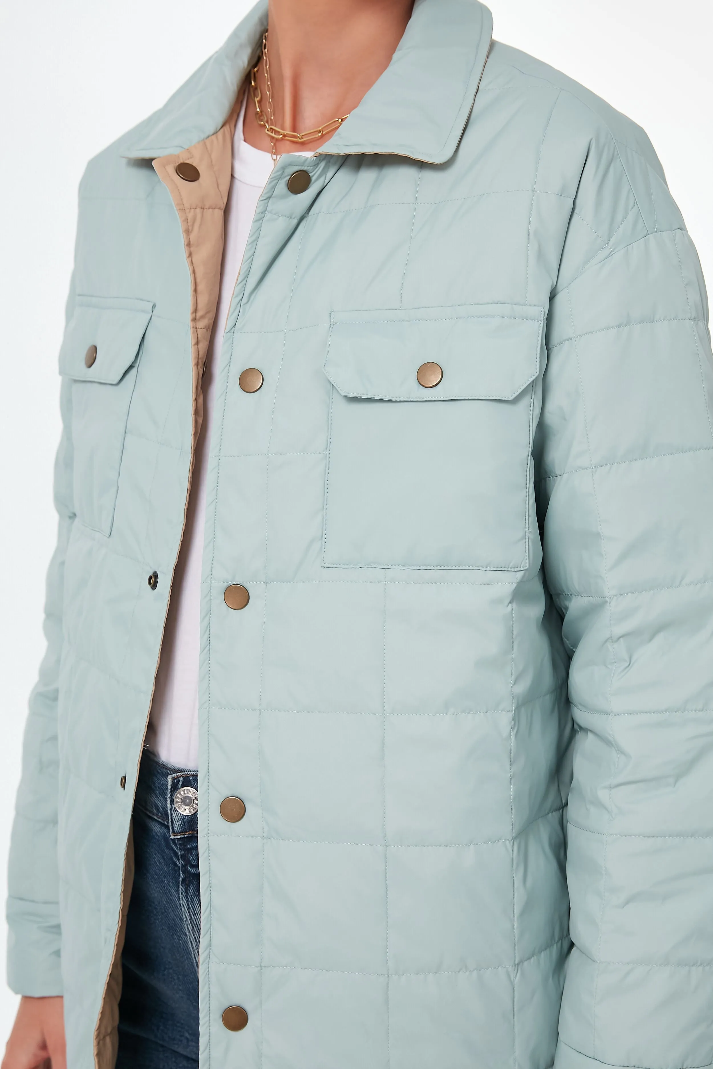 Pastel Blue Reversible Cloud Puffer Jacket