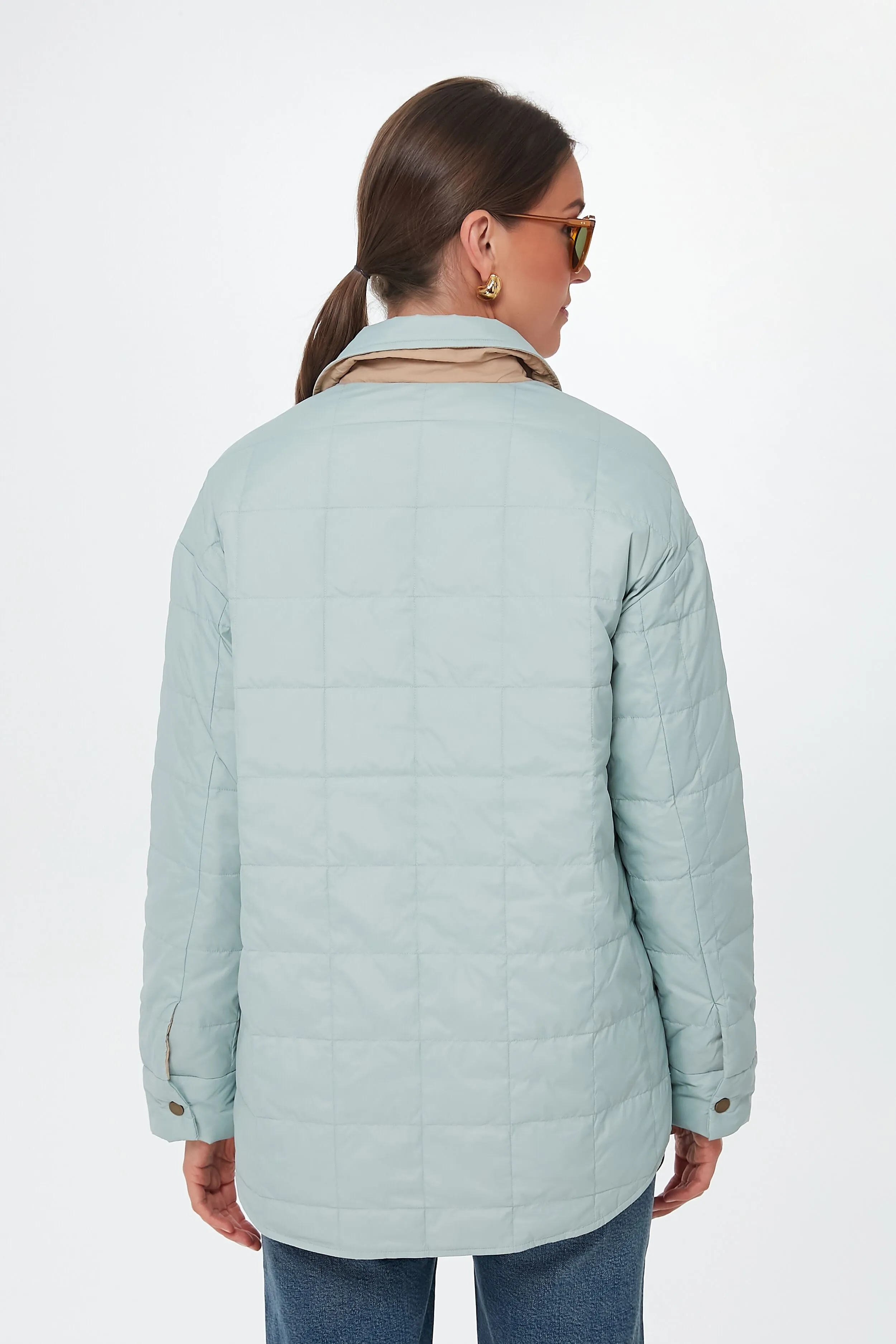 Pastel Blue Reversible Cloud Puffer Jacket