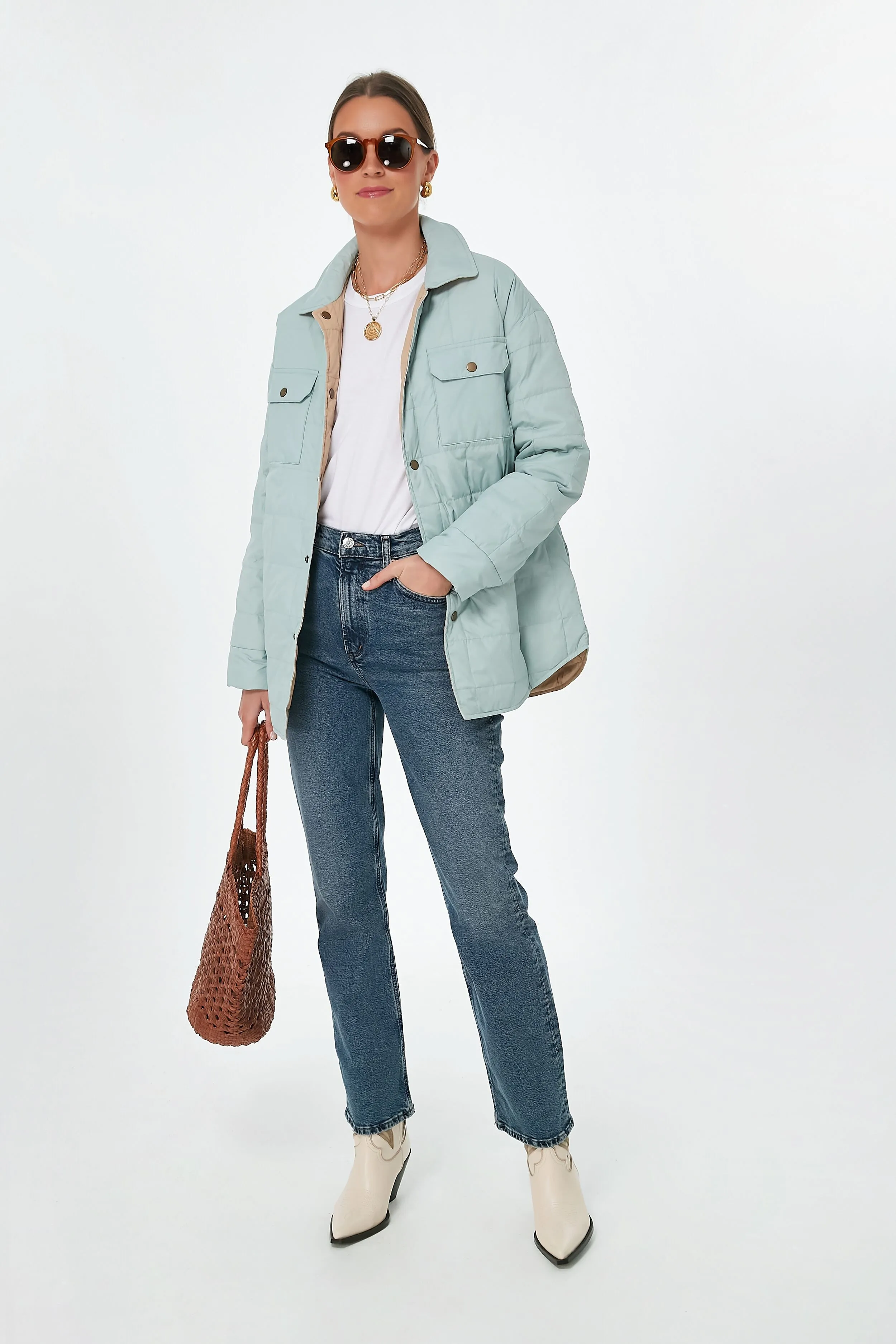 Pastel Blue Reversible Cloud Puffer Jacket