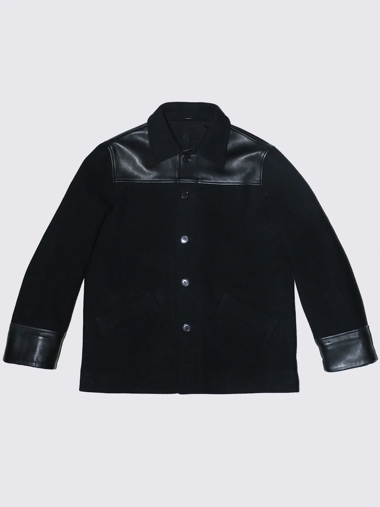 PEA COAT LEATHER BLACK