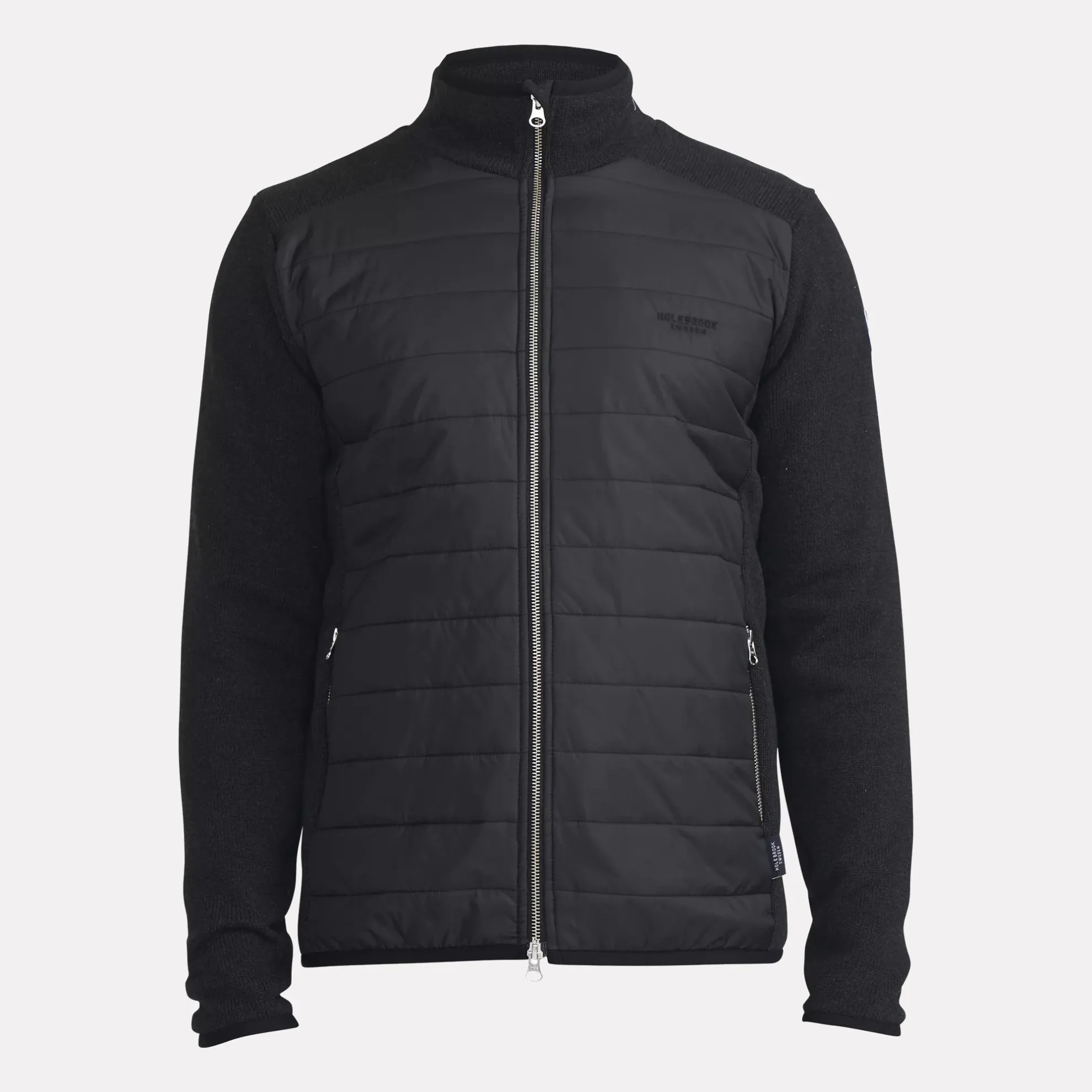 Peder Full-zip Knitted Windproof Jacket in Cotton / Black Melange