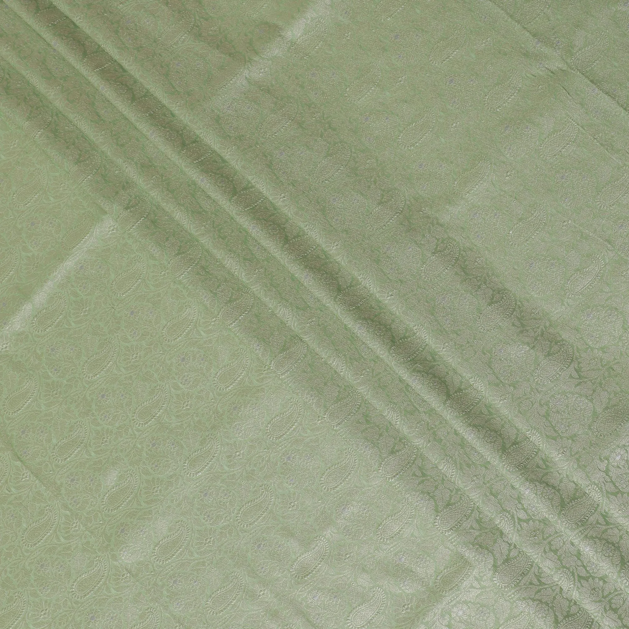 Pistachio Prestige Brocade Fabric – Delicate Patterns in Lush Hues-D19053