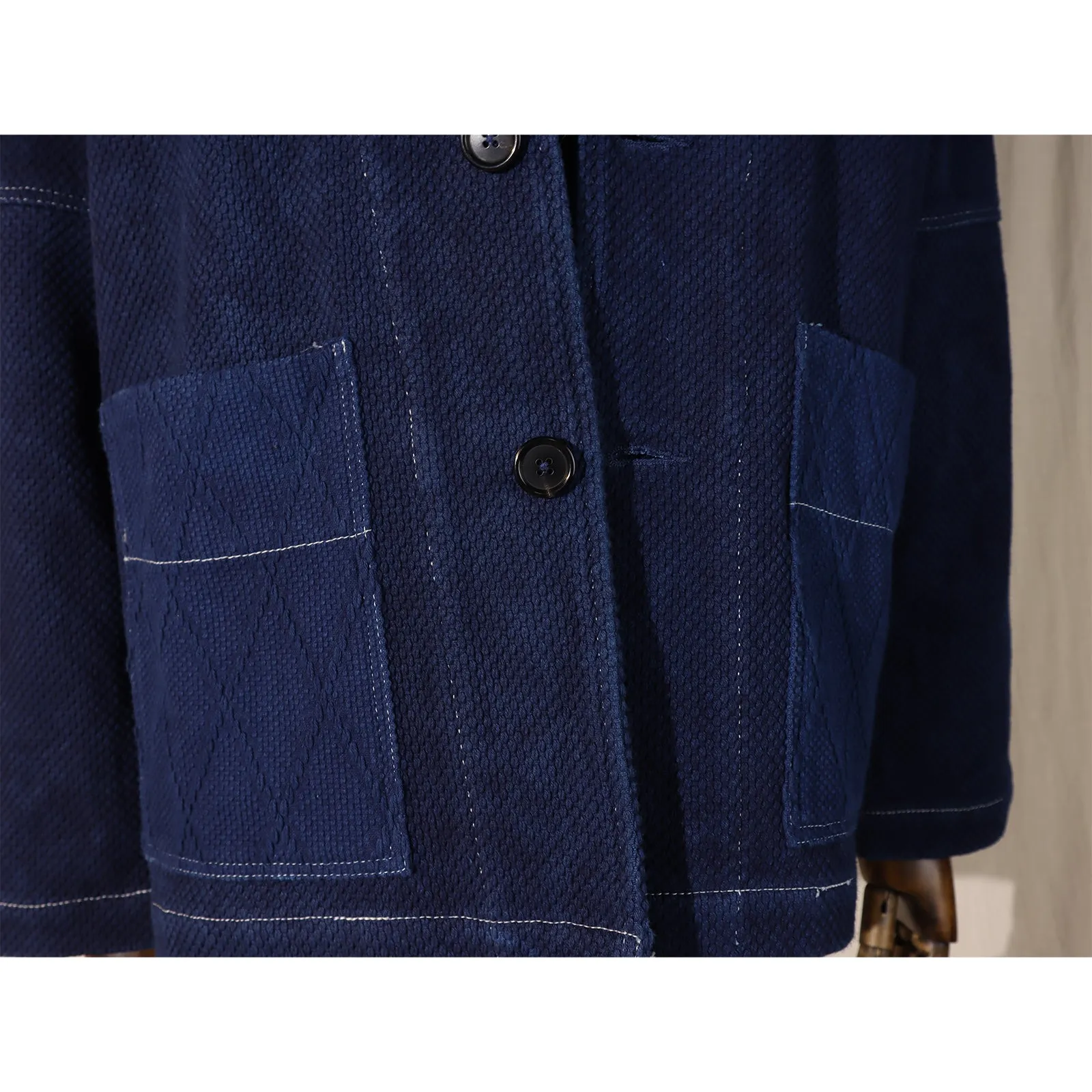 Plant-Dyed Casual Pure Cotton Indigo Jacket