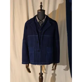 Plant-Dyed Casual Pure Cotton Indigo Jacket