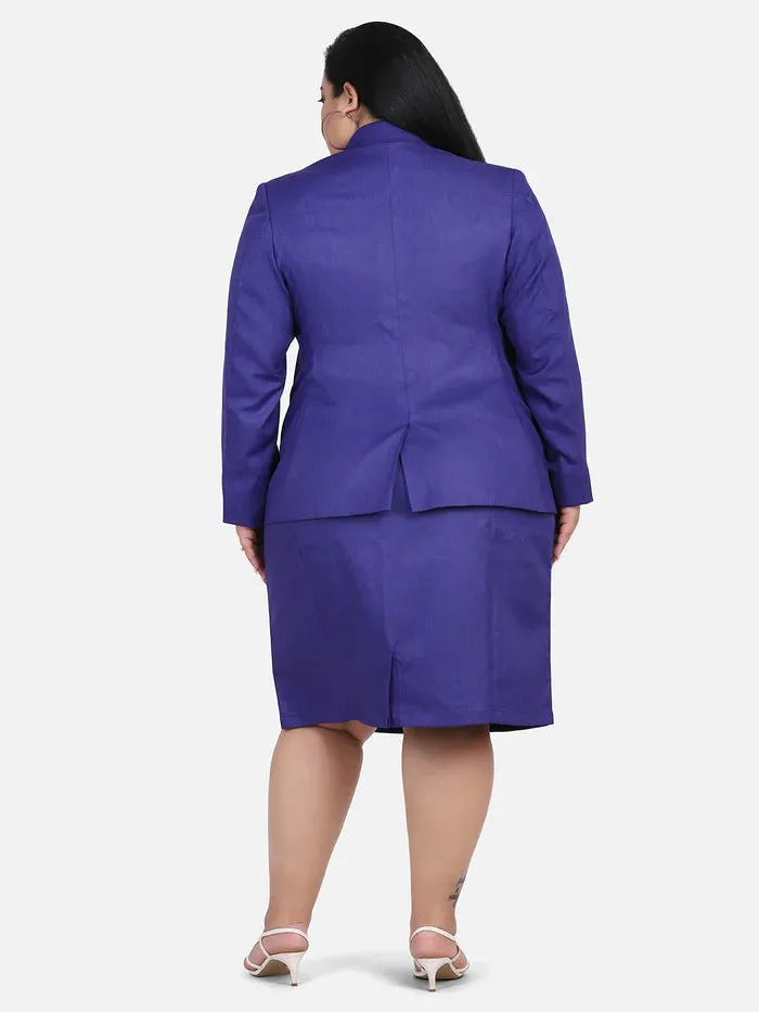 Plus Size Women's Poly Viscose Skirt Suit - Royal Blue