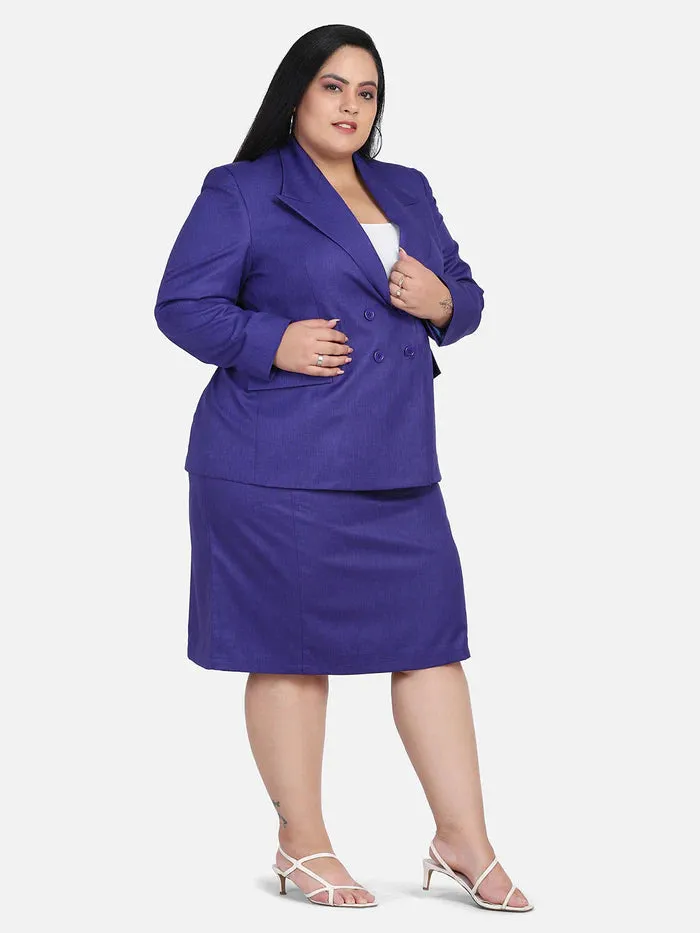 Plus Size Women's Poly Viscose Skirt Suit - Royal Blue