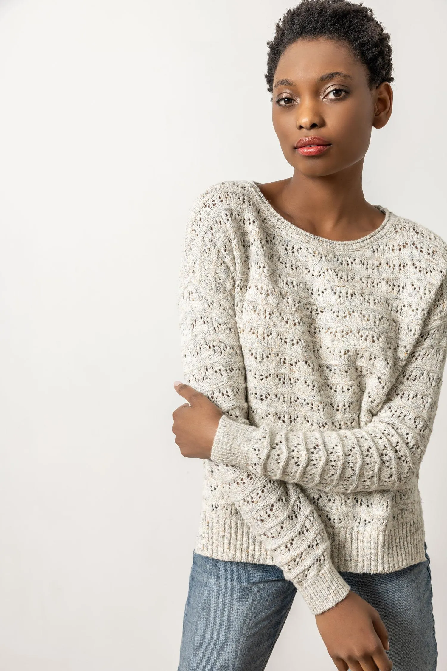 Pointelle Boatneck Sweater