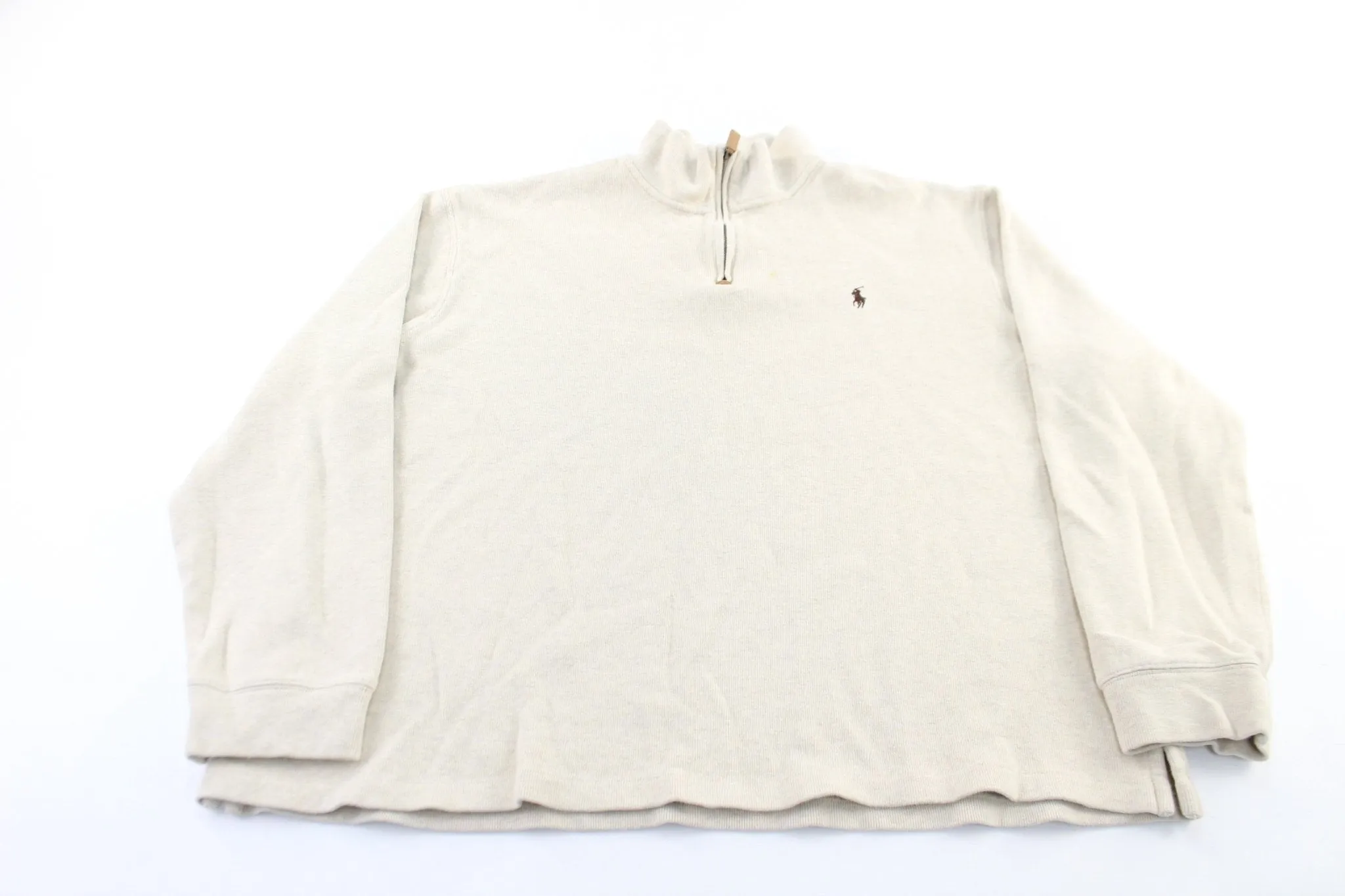 Polo by Ralph Lauren Embroidered Logo Beige Zip Up Sweater