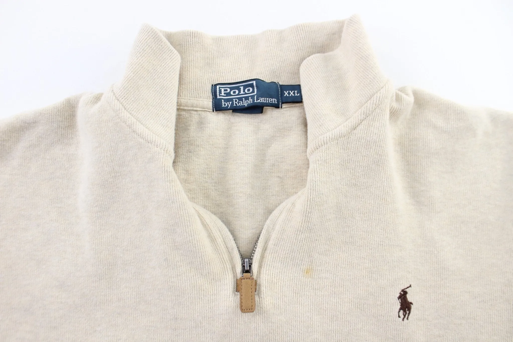 Polo by Ralph Lauren Embroidered Logo Beige Zip Up Sweater