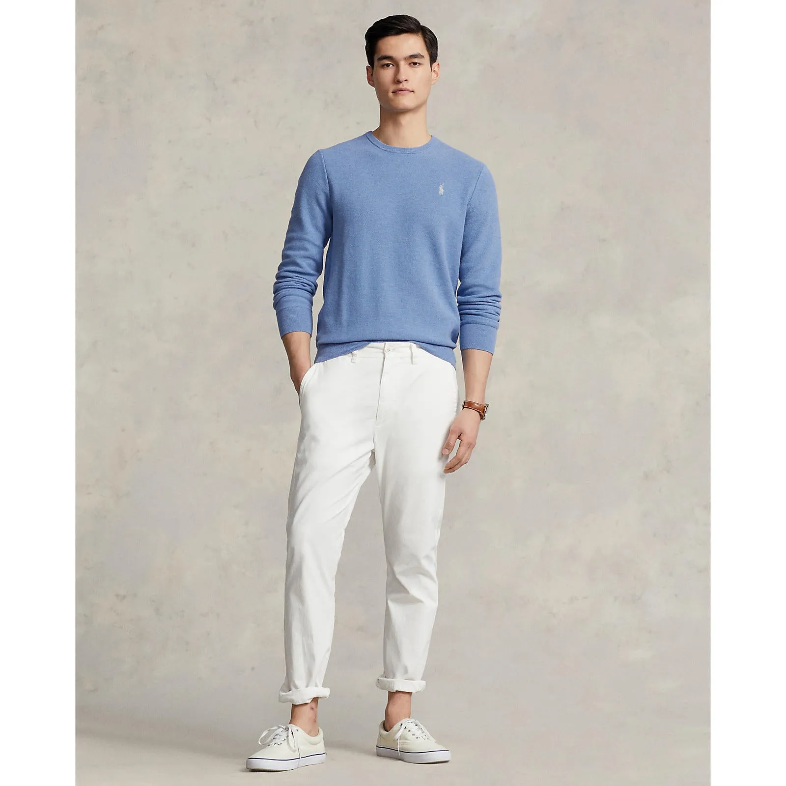 Polo Ralph Lauren - Mesh Knit Cotton Crewneck Sweater - Summer Blue