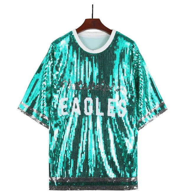 Pre Order:  Cheerleader Jersey Sequin T-shirt