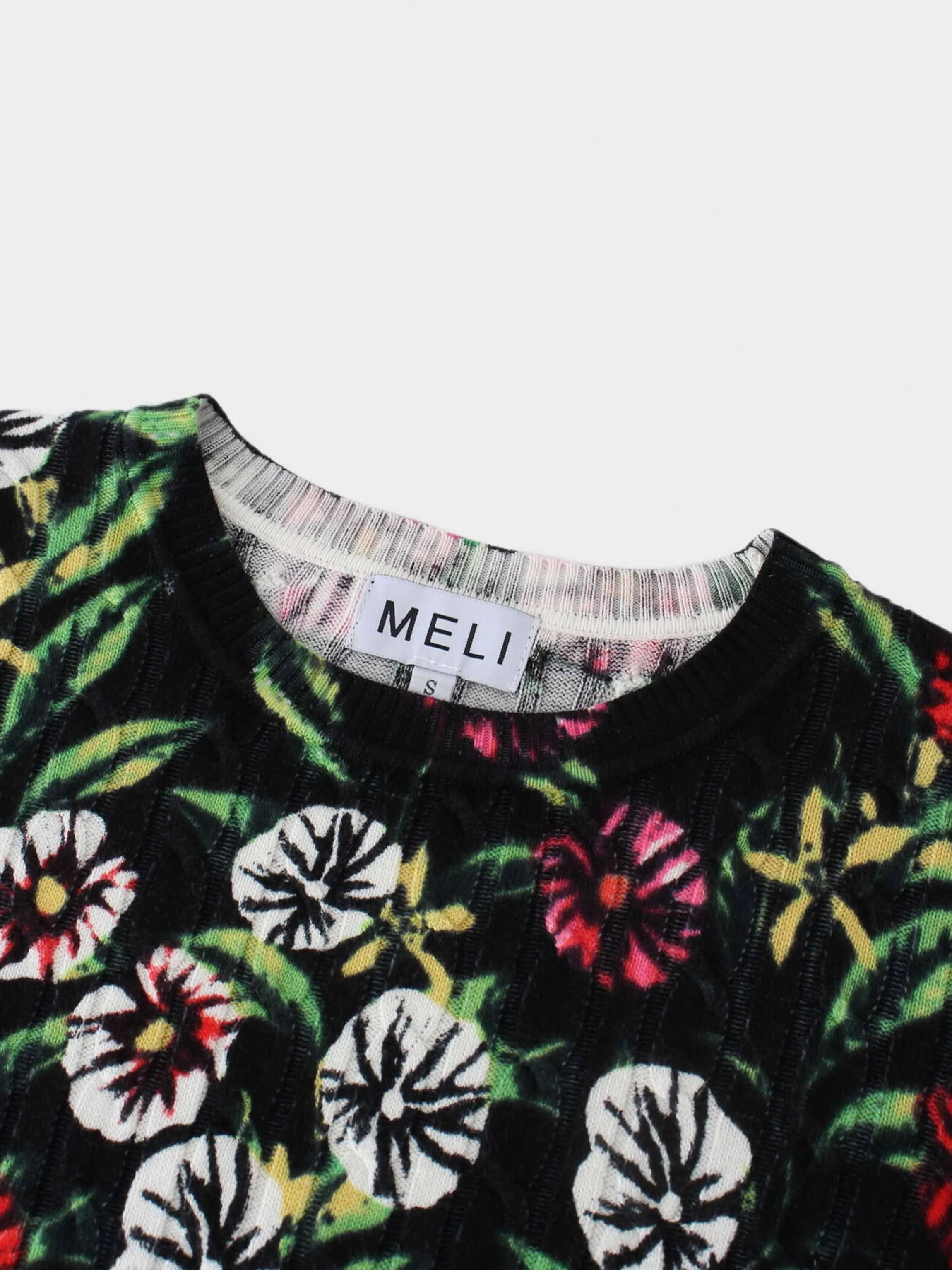 Printed Cable Knit Sweater-Tea Time Floral