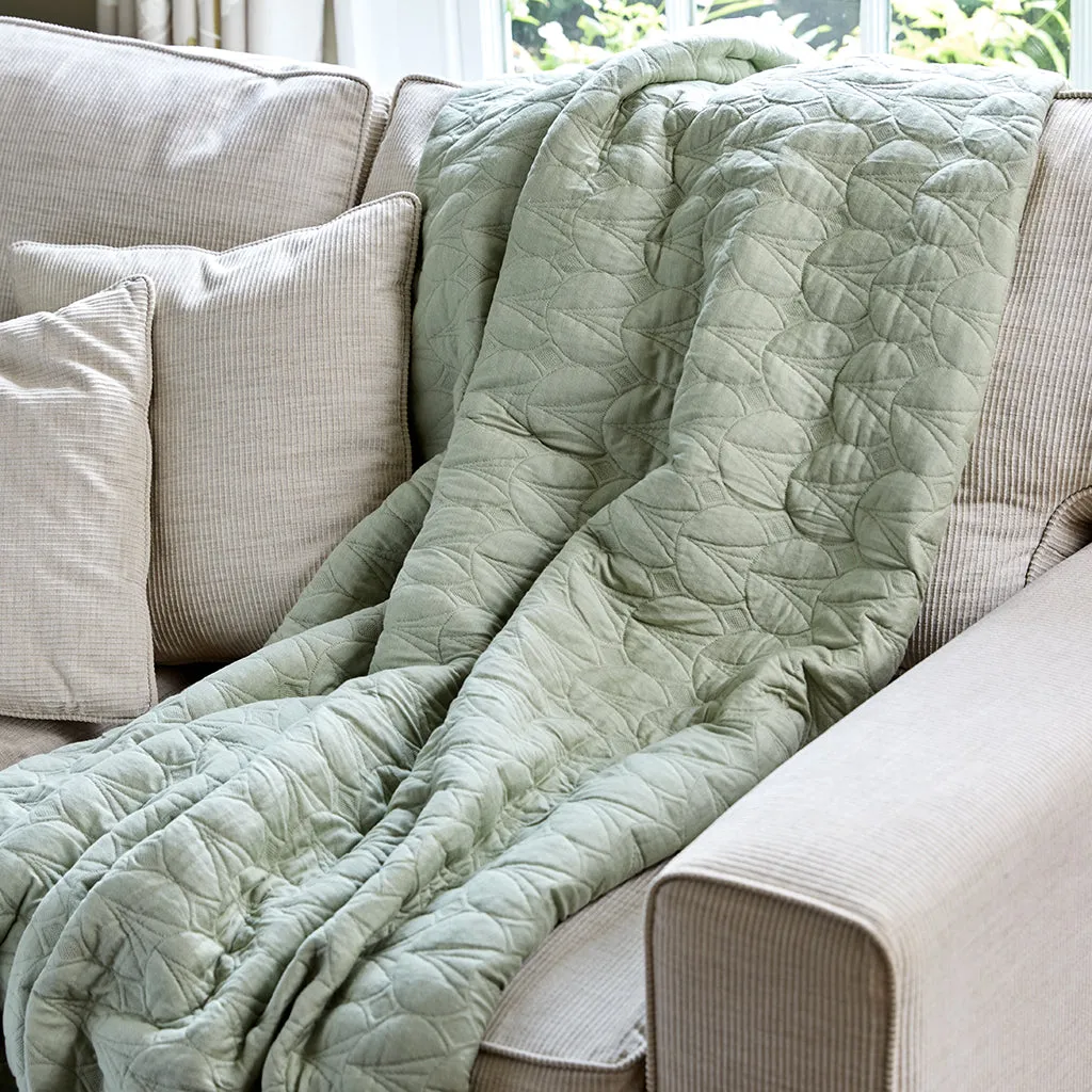 Quilted Cotton Bedspread Pistachio Green