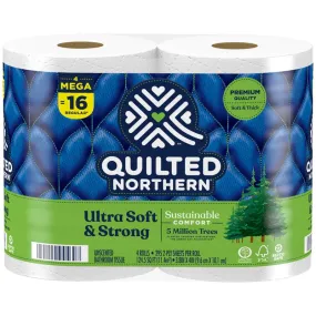 Quilted Northern Ultra Soft & Strong Toilet Paper 4 Rolls 328 sheet 138.49 sq ft