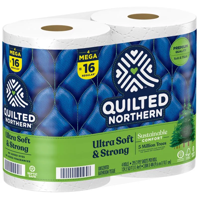 Quilted Northern Ultra Soft & Strong Toilet Paper 4 Rolls 328 sheet 138.49 sq ft