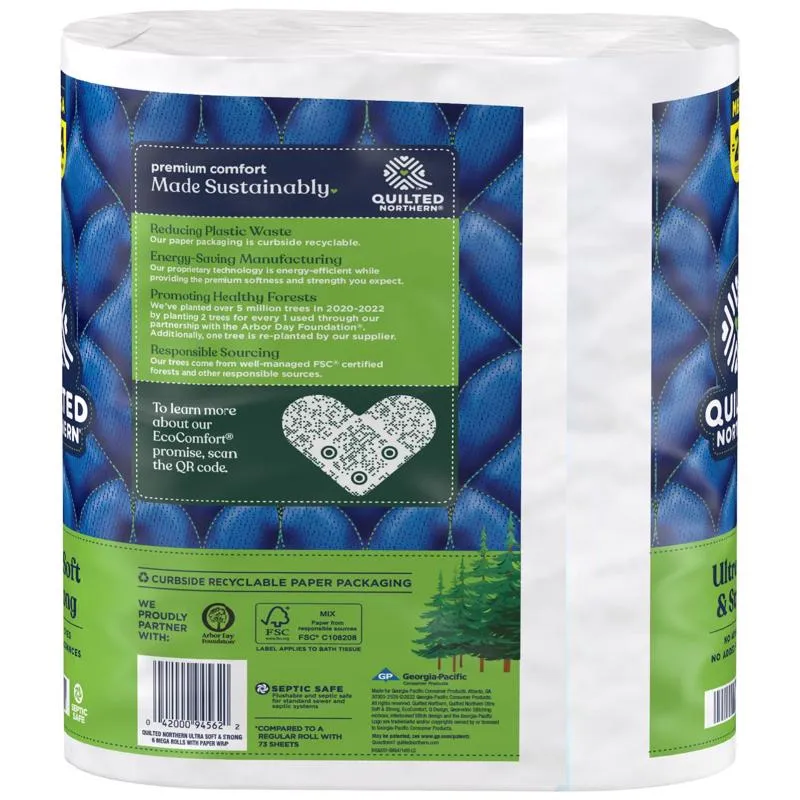 Quilted Northern Ultra Soft & Strong Toilet Paper 6 Rolls 328 sheet 207.73 sq ft