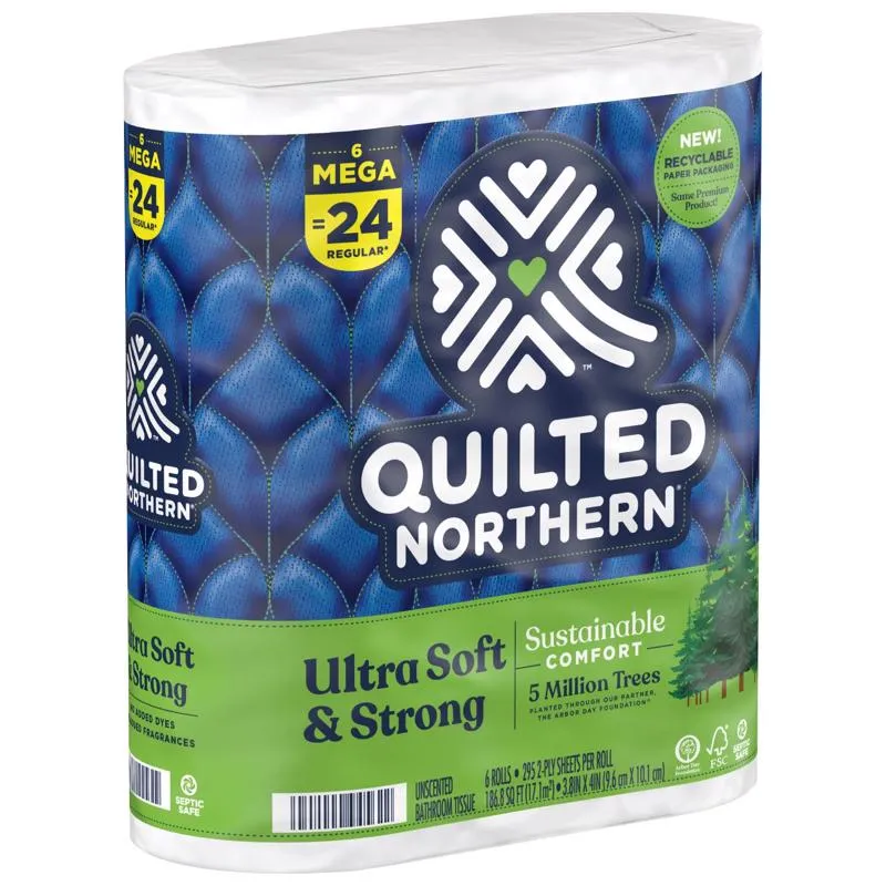 Quilted Northern Ultra Soft & Strong Toilet Paper 6 Rolls 328 sheet 207.73 sq ft