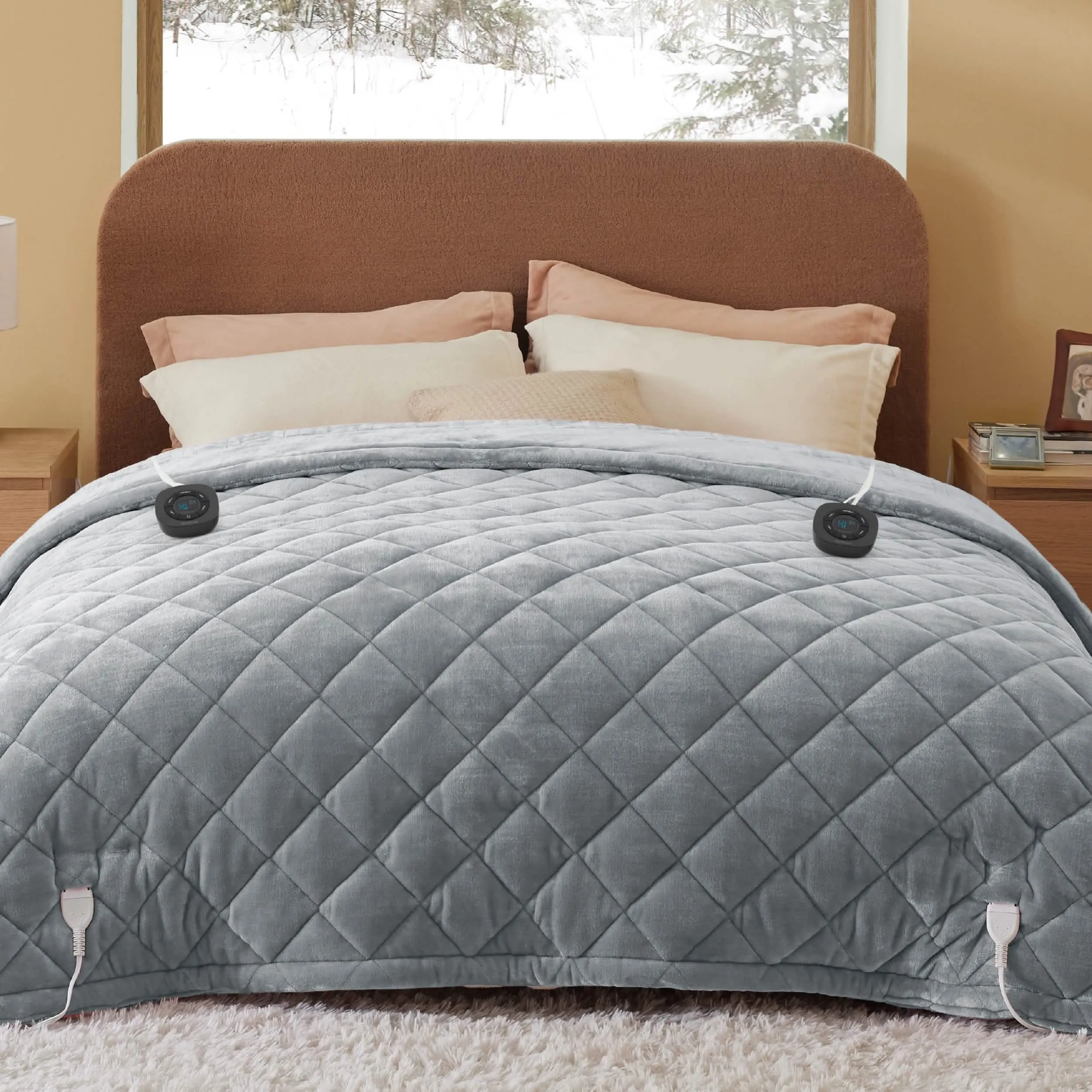 Quilted Sherpa Fleece Heated Blanket