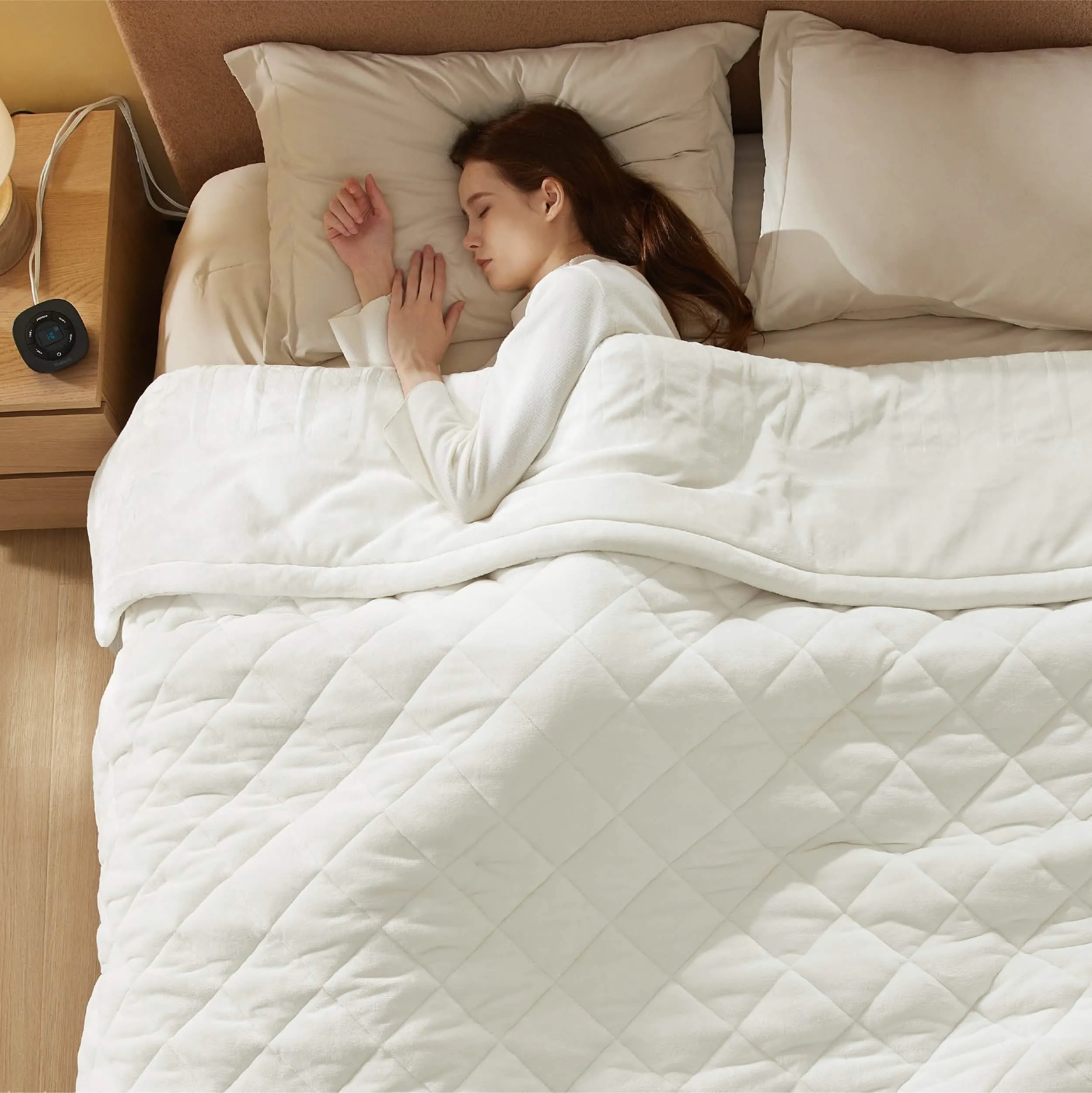 Quilted Sherpa Fleece Heated Blanket