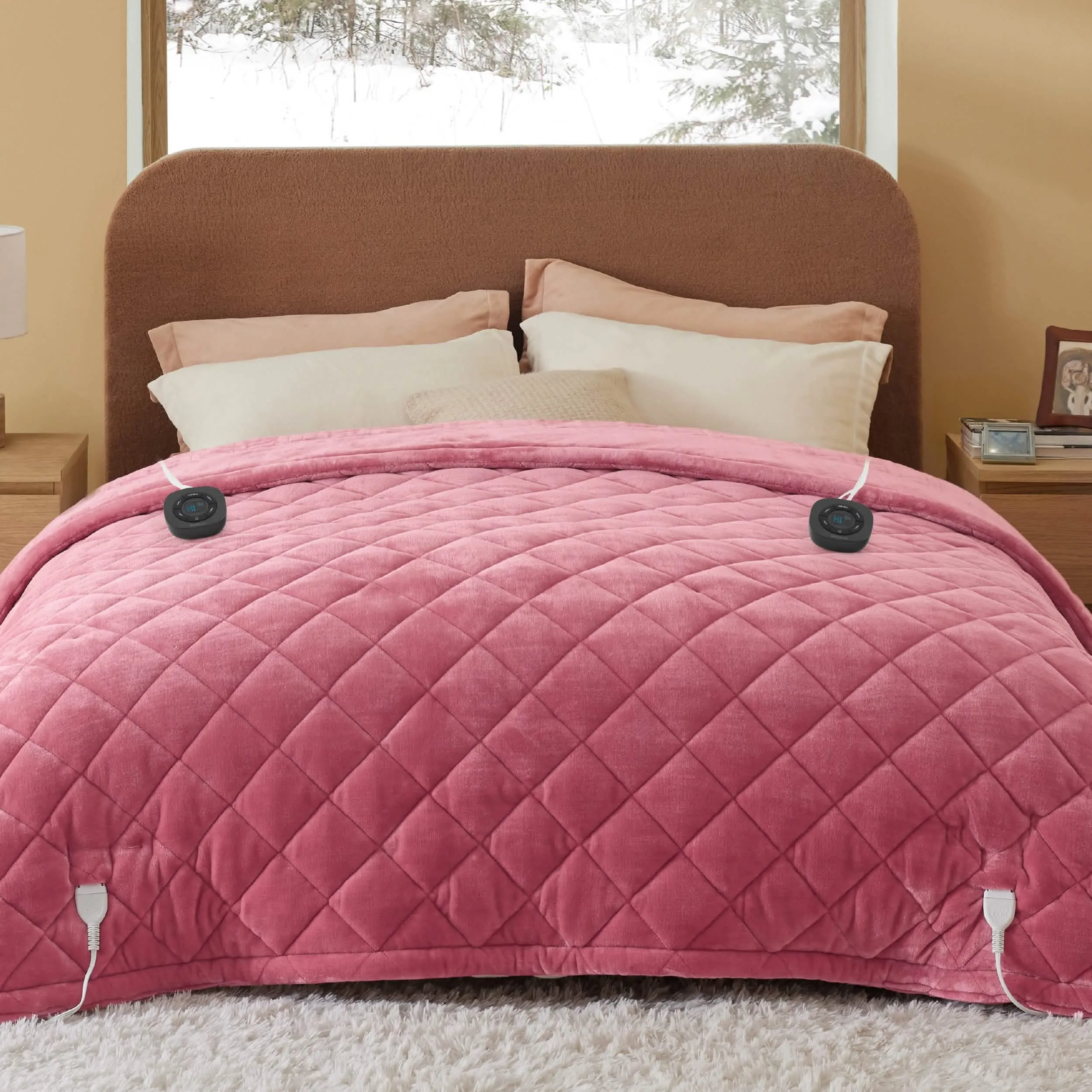 Quilted Sherpa Fleece Heated Blanket