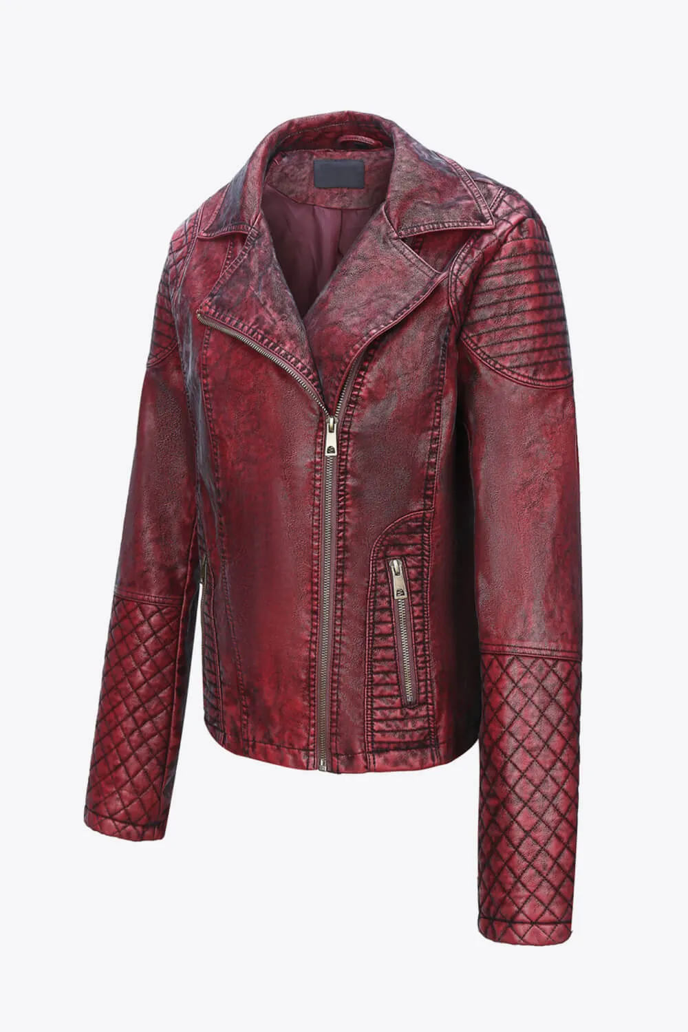 Quilted Zip Up Motorcycle Jacket